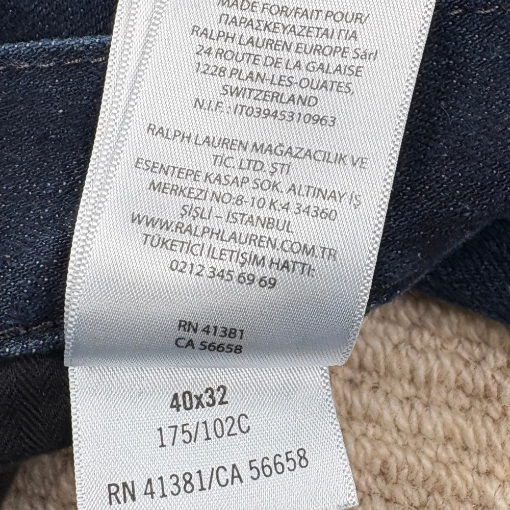 Polo Ralph Lauren Varick Slim Straight Jeans Men 40x32 Blue Denim Preppy Classic